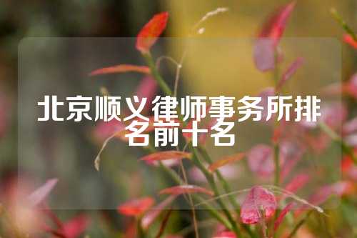 北京顺义律师事务所排名前十名